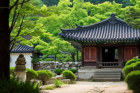 春天背景图片_韩国风景绿色白宫韩国旅游目的地的旅游照片