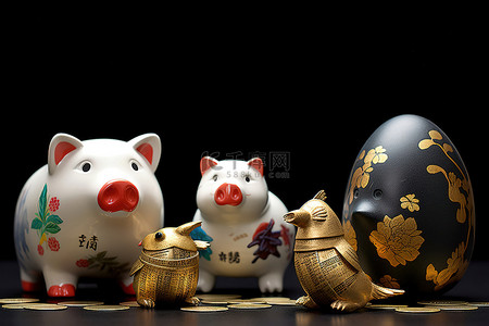 玩具背景图片_中国的十二生肖鸟和猪