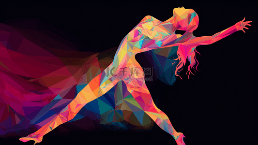 真人二次元舞蹈背景图片_色块彩色舞蹈舞者背景海报