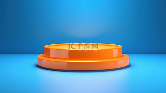 正方形背景图片_抽象橙色背景与舞台讲台底座的蓝色 3D 渲染