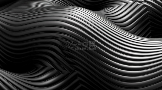具有碳纤维图案的动态波浪抽象背景的 3d 渲染