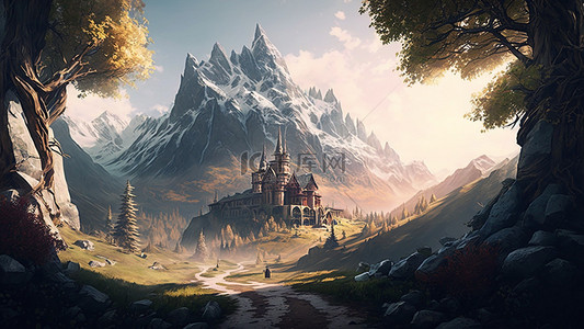 游戏背景图片_游戏场景建筑风景城堡背景