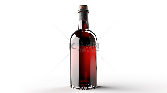 红金标签背景图片_白色背景下隔离酒瓶的 3D 渲染
