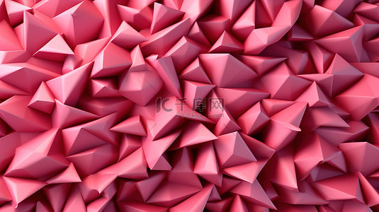 创意艺术字设计背景图片_具有突出的粉红色三角形的波浪形背景的 3D 渲染