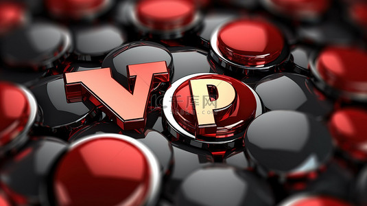vip 主题 3d 渲染背景，带有徽章和横幅