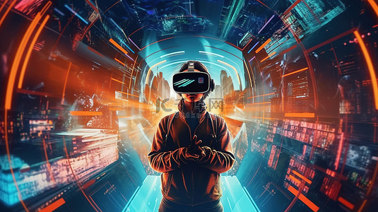 互联网科技创新背景图片_利用 VR 技术和 3D 渲染可视化元宇宙的未来