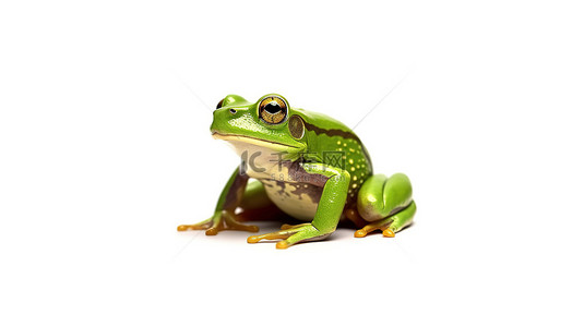 巴西背景图片_白色背景的 3D 插图，带有绿色青蛙的横幅
