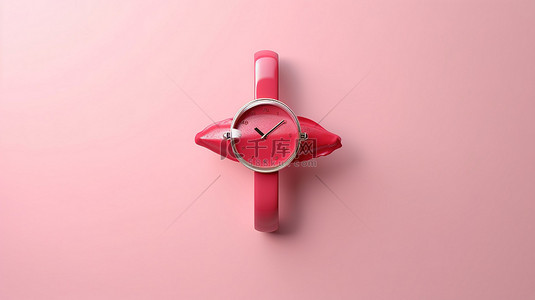 职业女人背景图片_永恒的美丽 3D 插图中的口红形状手表