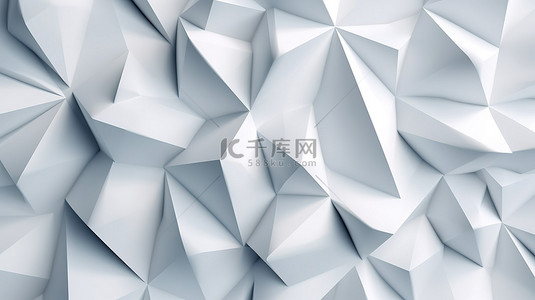 优雅的几何图案背景，带有白色三角形和用于演示 3D 渲染的设计区域