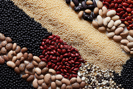 酸梅汤原料图背景图片_各种类型的种子谷物和豆类