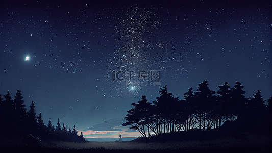 星空背景树林安静
