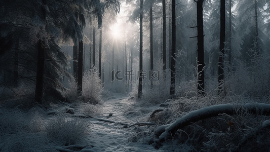 冬季雪松雪地背景