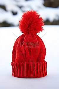 一顶红色的帽子，上面有一个 pom pom