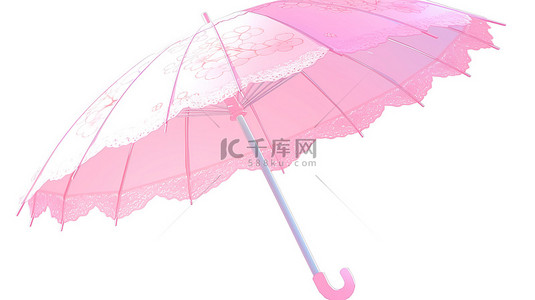 在 3d 中呈现的孤立的粉红色雨伞概念