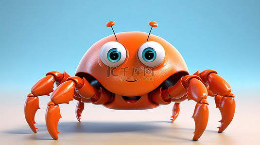 异想天开的 3d 螃蟹卡通