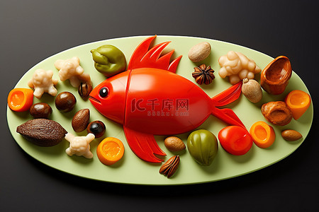 鱼蔬菜坚果拼盘