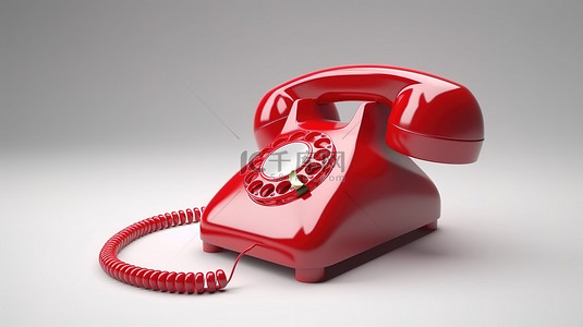 3D 渲染中的独立电话呼叫图标和插图，白色背景上带有红色拒绝来电电话图标
