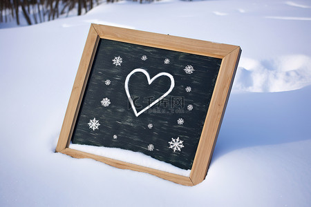 深灰板，上面写着“我在雪地里爱你”