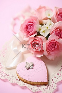 糖果派对背景图片_饼干玫瑰粉色卡和粉色字母