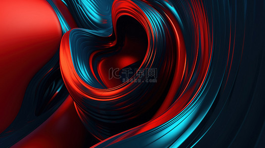 令人惊叹的 4k 抽象壁纸，蓝色和红色，带 3D 插图