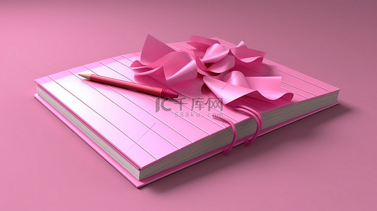 粉红色笔记伴侣的 3D 插图