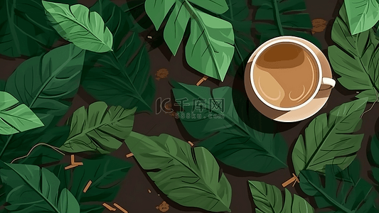 咖啡文化植物背景插画