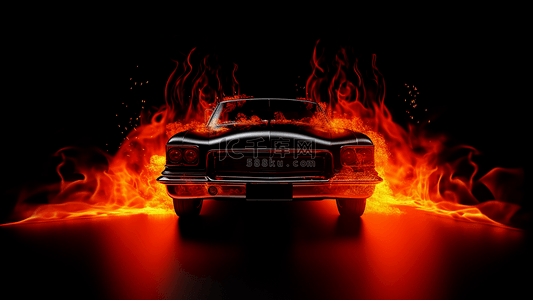 汽车广告背景背景图片_火焰燃烧跑车摄影广告背景