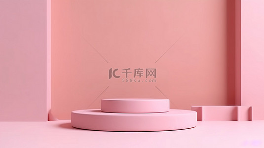 产品扇子背景图片_简约场景，设有粉红色讲台，用于模拟演示和复制空间，并具有抽象 3D 渲染背景设计