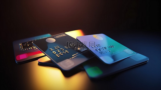 手卡背景图片_概念化无现金社会 3d 手持有三张不同的信用卡用于卡支付