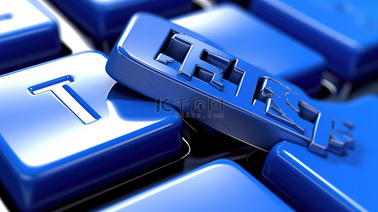 会员用户背景图片_带有蓝色键登录的白色 PC 键盘的极端特写 3D 渲染