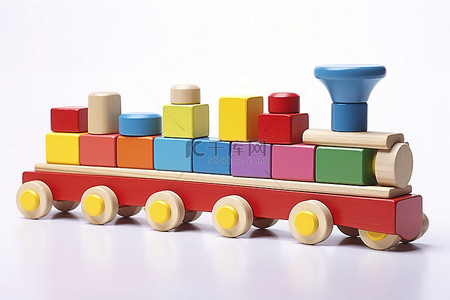上面有彩色积木的玩具火车