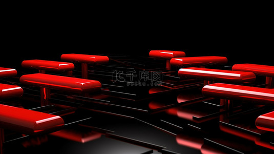 取暖不困难背景图片_克服障碍箭头在黑色背景中的红色障碍上方弹跳，这是复原力的象征3d 插图