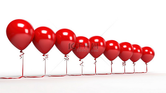 气球艺术字背景图片_白色背景下形状像“宝贝”一词的红色气球的 3D 插图