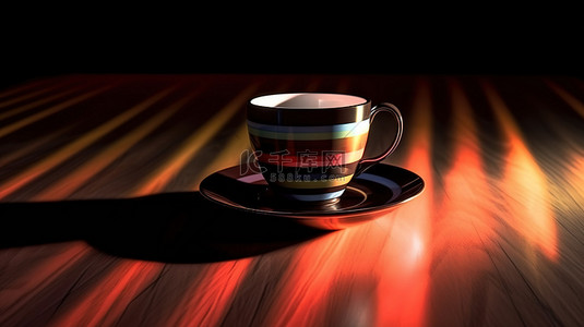 茶杯子背景图片_在黑暗环境中被光影照亮的杯子 3d 渲染