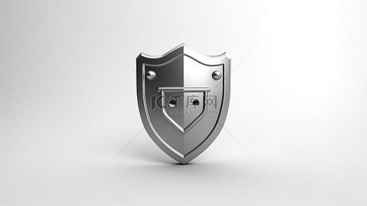 白色背景 3D 渲染防护盾安全图标的插图