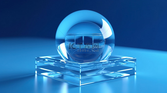 几何球球背景图片_3D 渲染中透明背景上几何蓝色球的特写