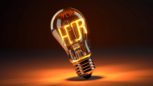 创新灯泡背景图片_数字背景 3D 渲染灯泡的创新理念，带有“想法”铭文