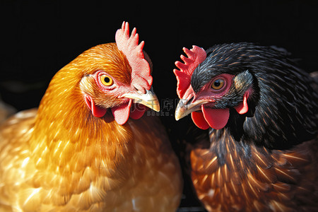 风控系统背景图片_一只鸡蛋鸡和一只母鸡坐在一起