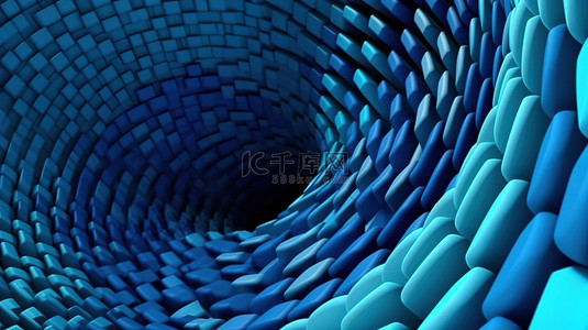 蓝色 3d 渲染的互锁圆形踏板的螺旋纹理