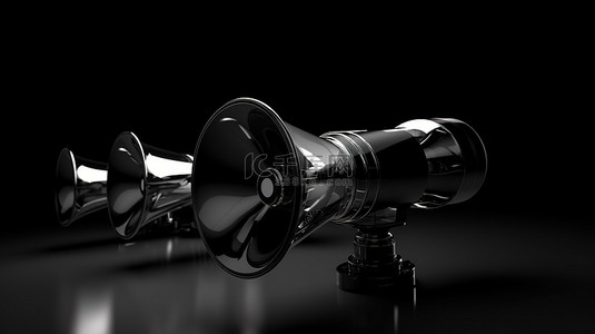 黑色玻璃扬声器分组在单色背景 3D 渲染上