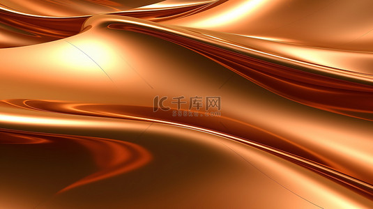 金色背景背景图片_闪闪发光的铜波引人注目的 3D 渲染背景