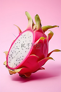 火龙果背景图片_粉红色背景下成熟的火龙果