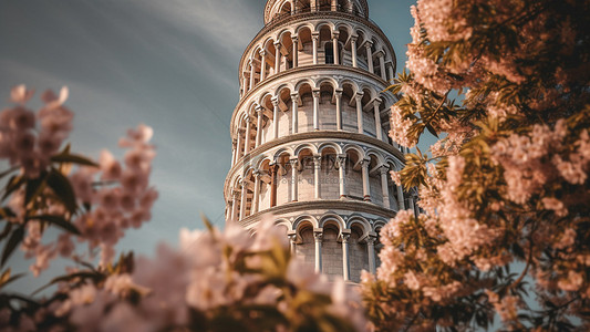 意大利地标背景图片_比萨斜塔风景名胜旅游背景