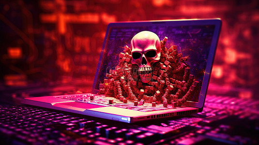 系统被黑客攻击网络威胁警告 3D 渲染插图