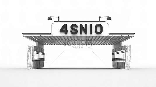 机械机场板翻转，在白色背景 3D 渲染上显示“开放”标志