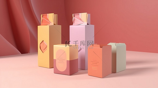 空包背景图片_用于零食美容产品护肤品或盥洗用品的空纸箱包装盒的节日 3D 渲染