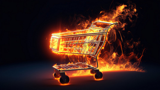 燃烧的零售车 3D 渲染的商业火热表现