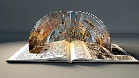 杂志目录页背景图片_3d 渲染的杂志打开