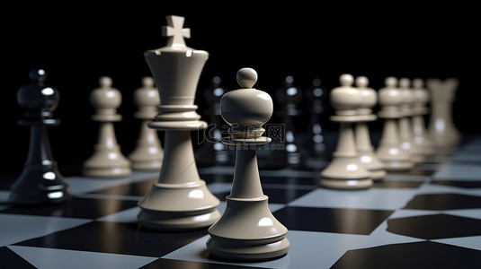 领导背景图片_3D 国际象棋中的战略领导艺术