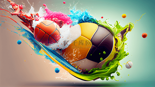 足球运动背景图片_足球篮球飞溅的水珠背景